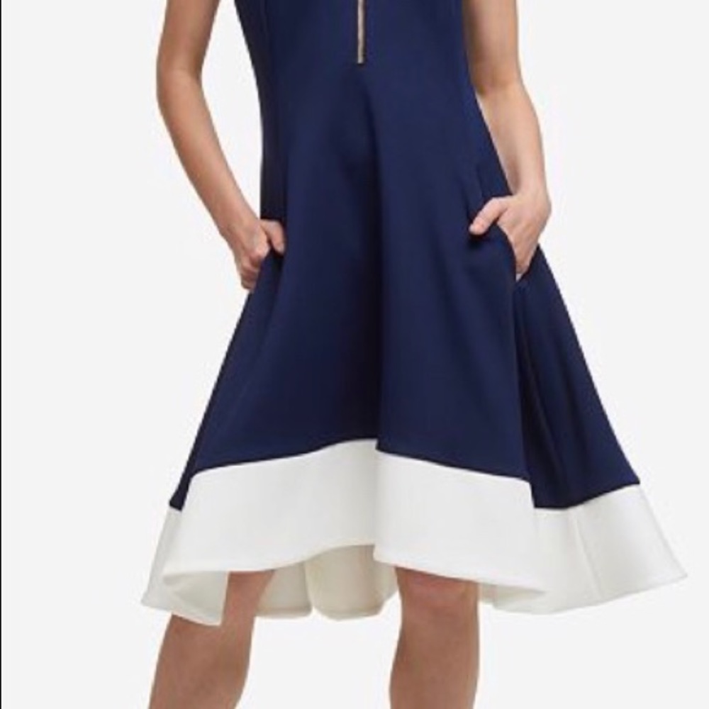 DKNY zippered Fit and Flare Dress- Black